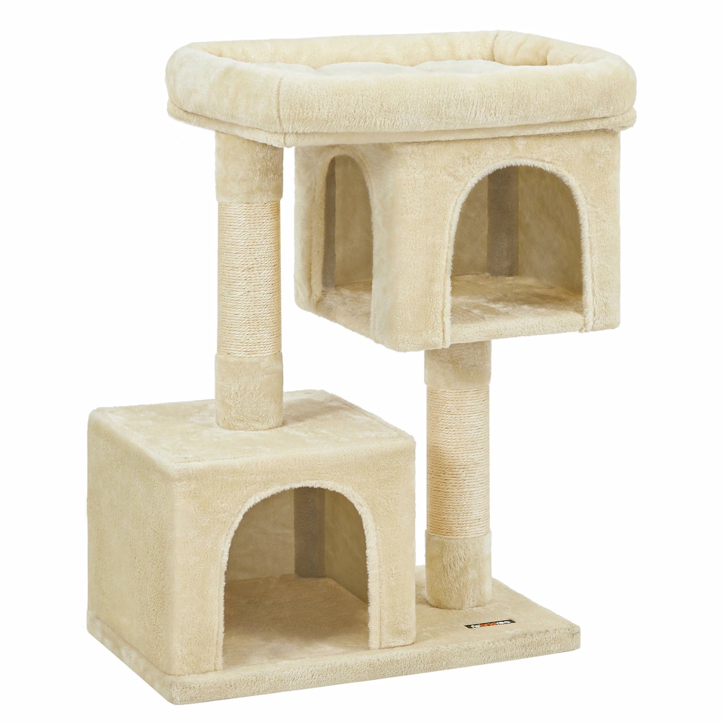 Arbre à Chat Compact 84 cm "Le Double Niche" - Housse Lavable & Stable
