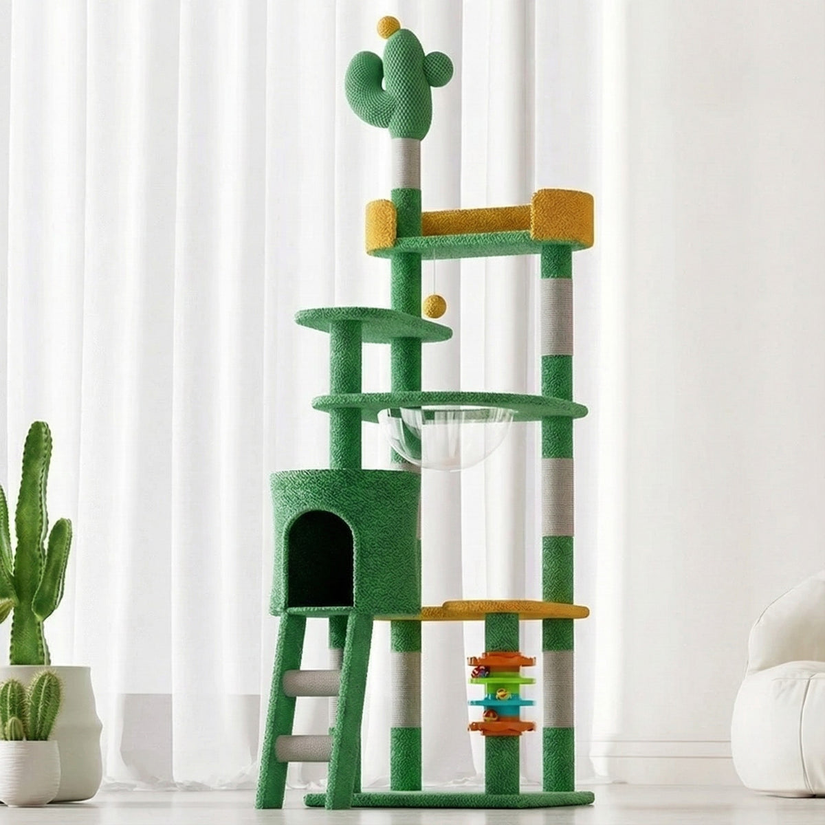 Arbre à Chat Cactus Géant 180 cm - Design Original, Capsule Spatiale & Jeux