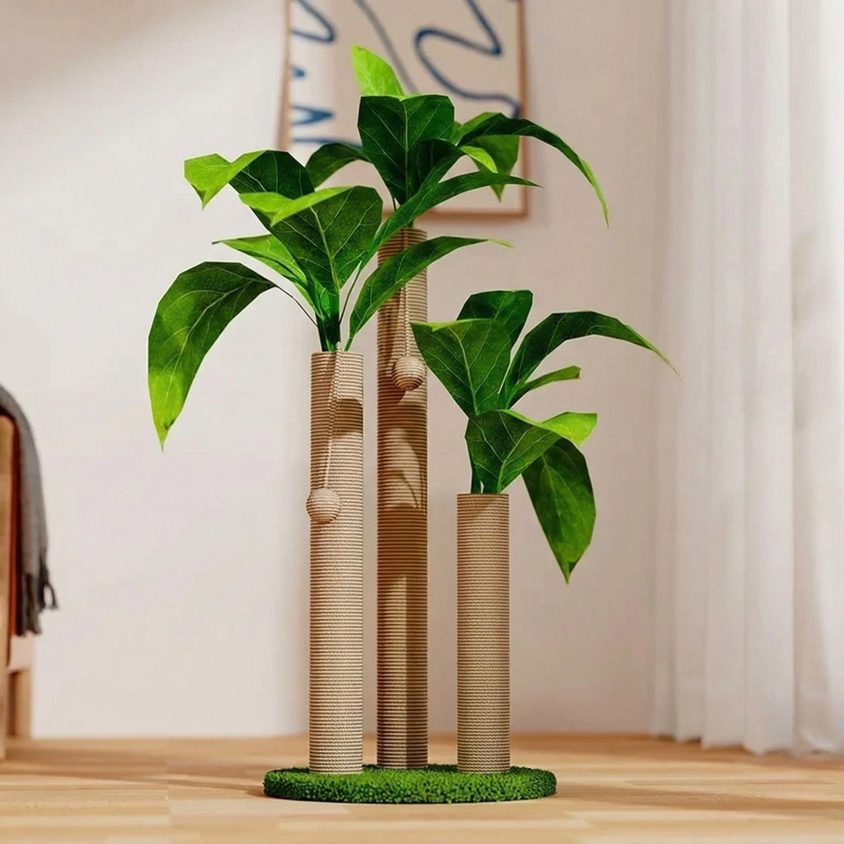 Arbre à Chat Plante "Le Tropical" - Griffoir Design (Feuillage & Sisal)