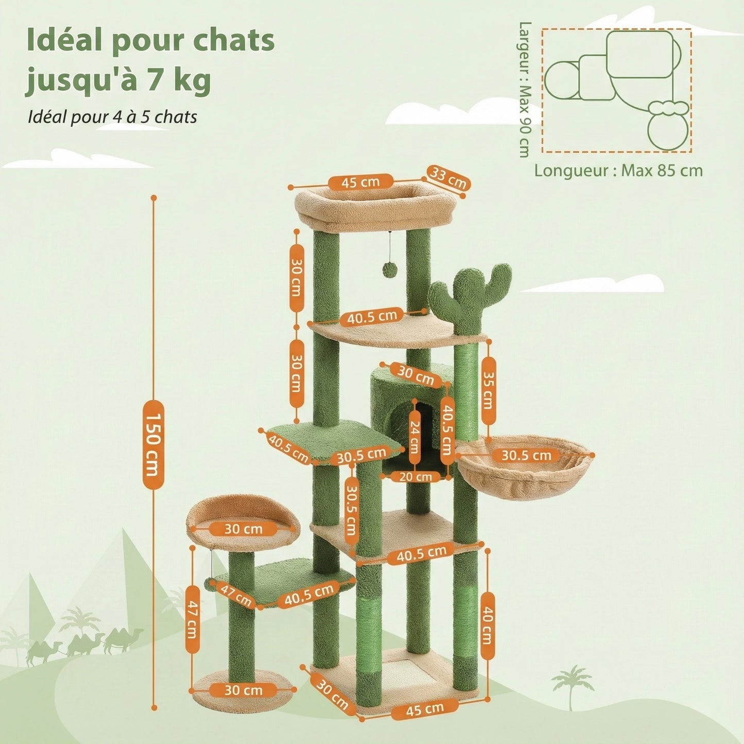 Arbre à Chat Bois Moderne "Le Château" 130 cm - Capsule Transparente & Coussins Lavables
