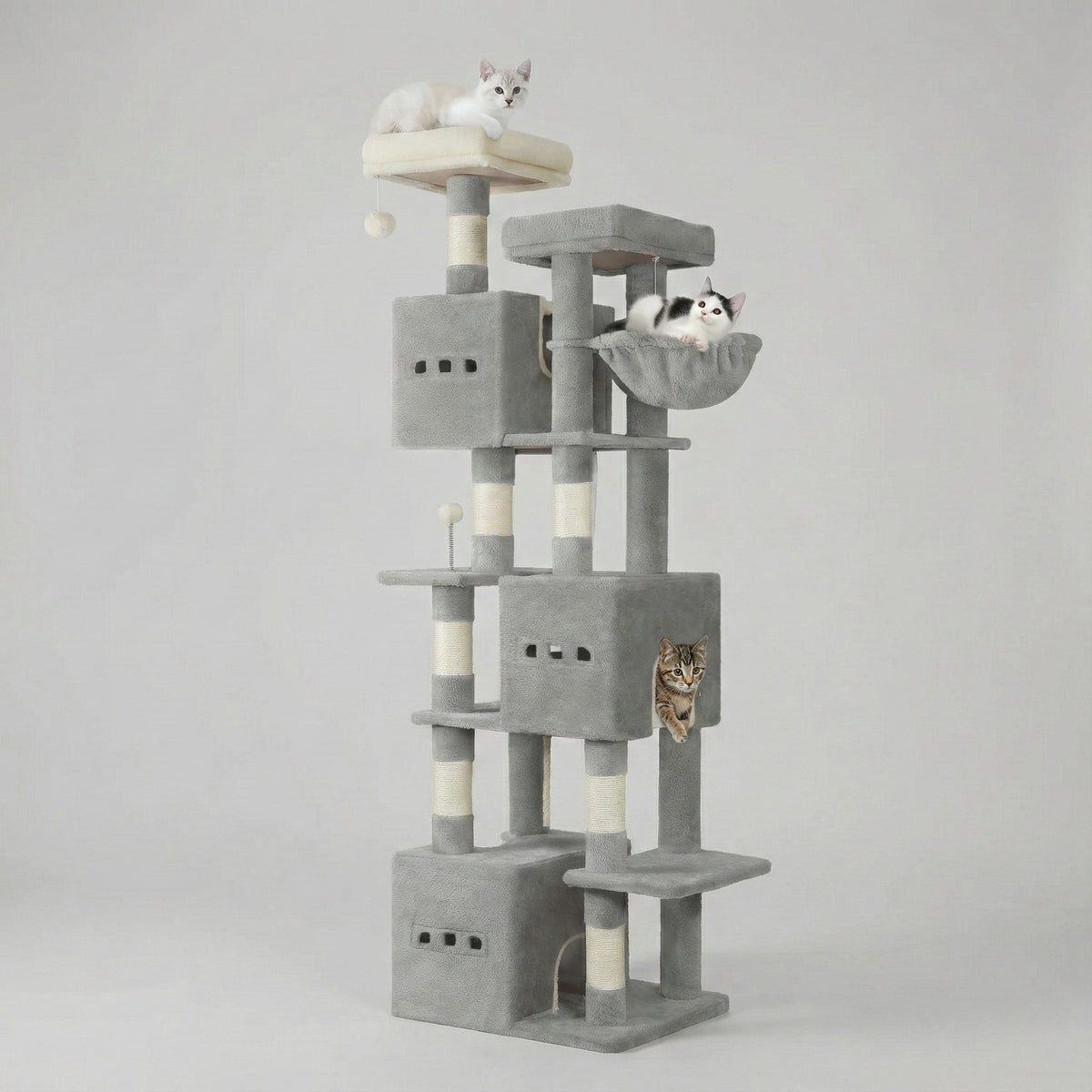 Arbre à Chat Géant 193cm - 7 Niveaux, 3 Niches & Griffoirs en Sisal