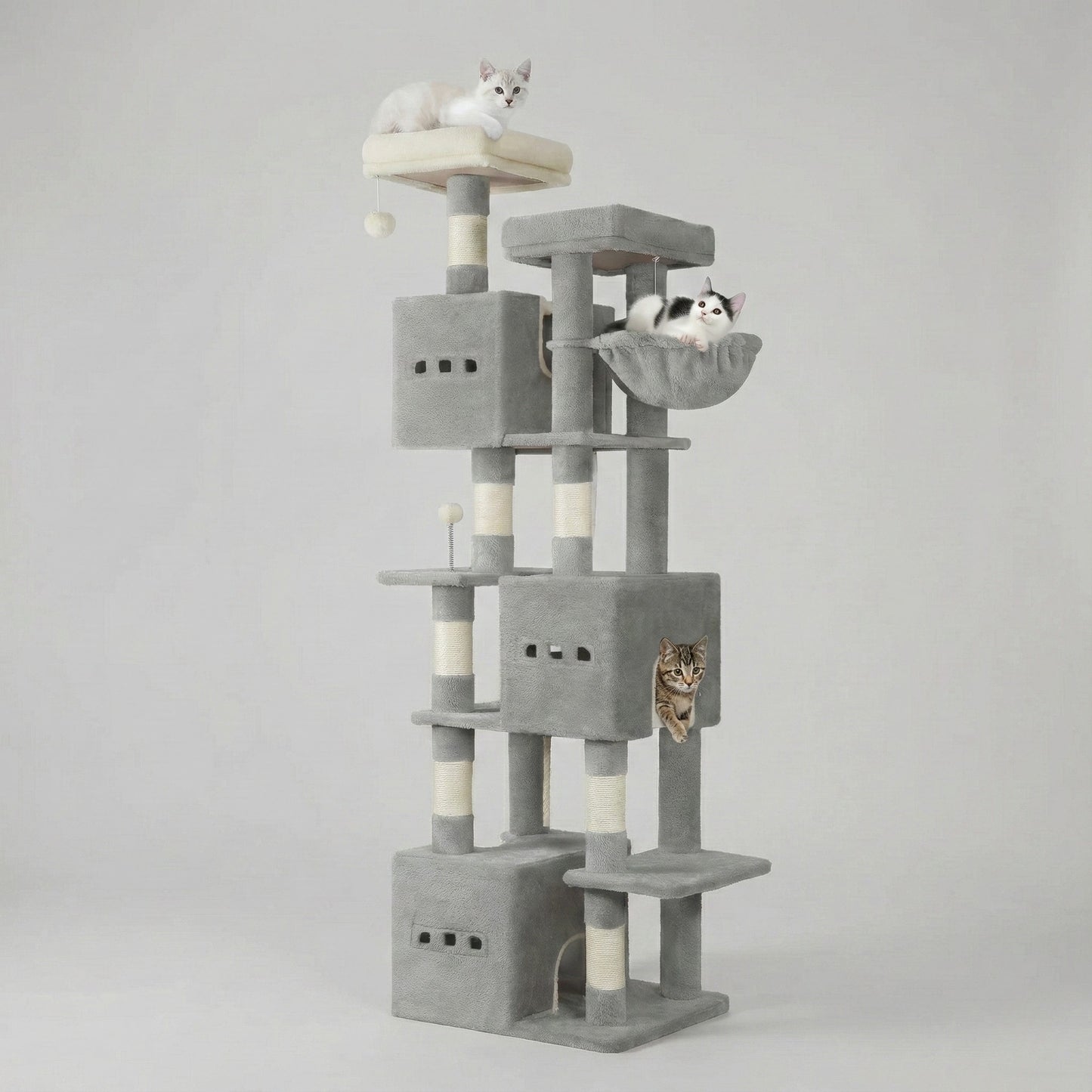 Arbre à Chat Géant 193cm - 7 Niveaux, 3 Niches & Griffoirs en Sisal