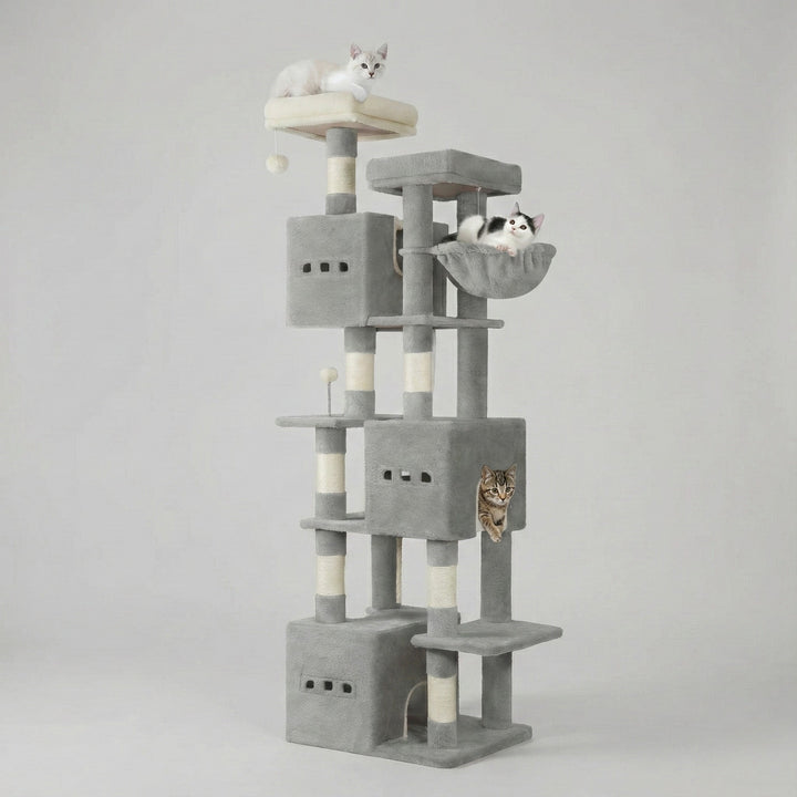 Arbre à Chat Géant 193cm - 7 Niveaux, 3 Niches & Griffoirs en Sisal