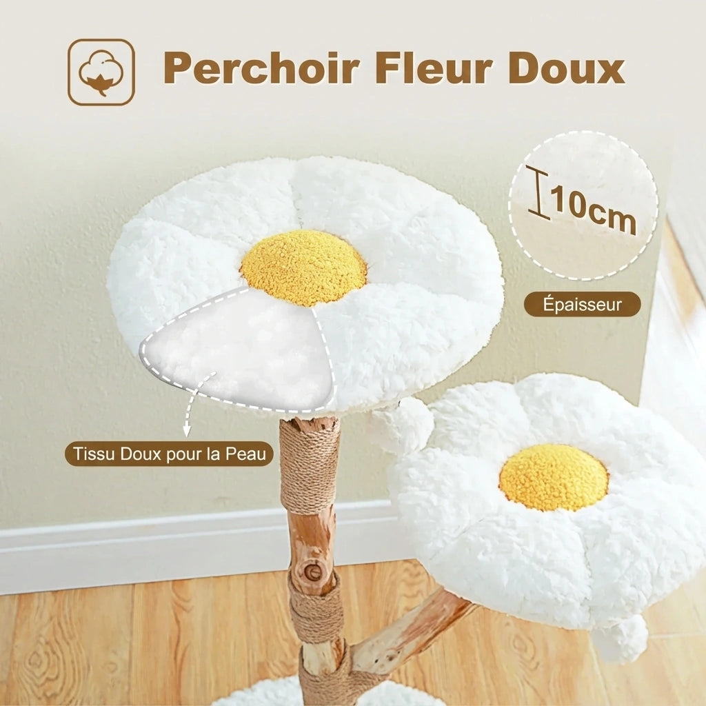 Arbre à Chat Bois & Rotin 102 cm "Le Naturaliste" - Tronc Véritable & Panier Tressé