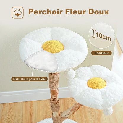 Arbre à Chat Bois & Rotin 102 cm "Le Naturaliste" - Tronc Véritable & Panier Tressé