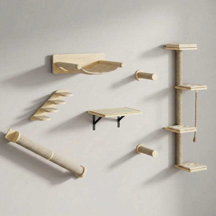 Parcours Mural Complet "L'Alpiniste" - 7 Modules en Bois Massif & Sisal