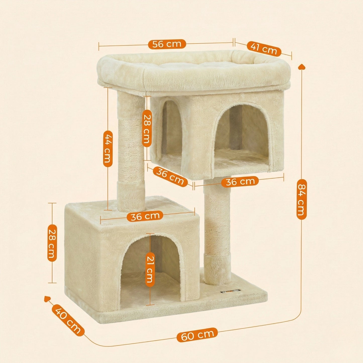 Arbre à Chat Compact 84 cm "Le Double Niche" - Housse Lavable & Stable