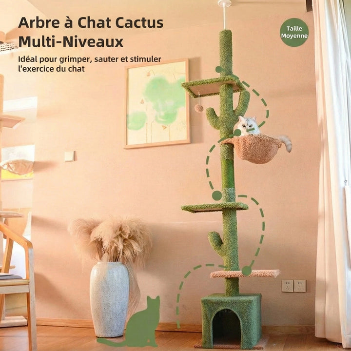 Arbre à Chat Cactus "Sky Pillar" - Fixation Plafond & Télescopique (242-275cm)