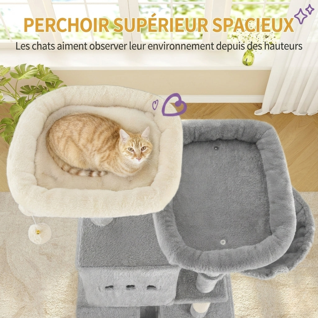 Arbre à Chat Géant 193cm - 7 Niveaux, 3 Niches & Griffoirs en Sisal