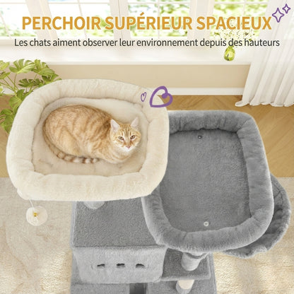Arbre à Chat Géant 193cm - 7 Niveaux, 3 Niches & Griffoirs en Sisal