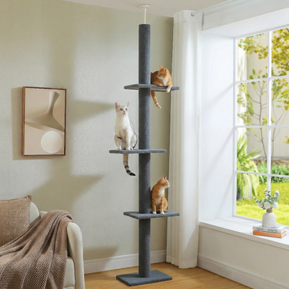 Arbre à Chat Plafond "Le Gratte-Ciel" - Ajustable (228-273cm) & Sans Perçage