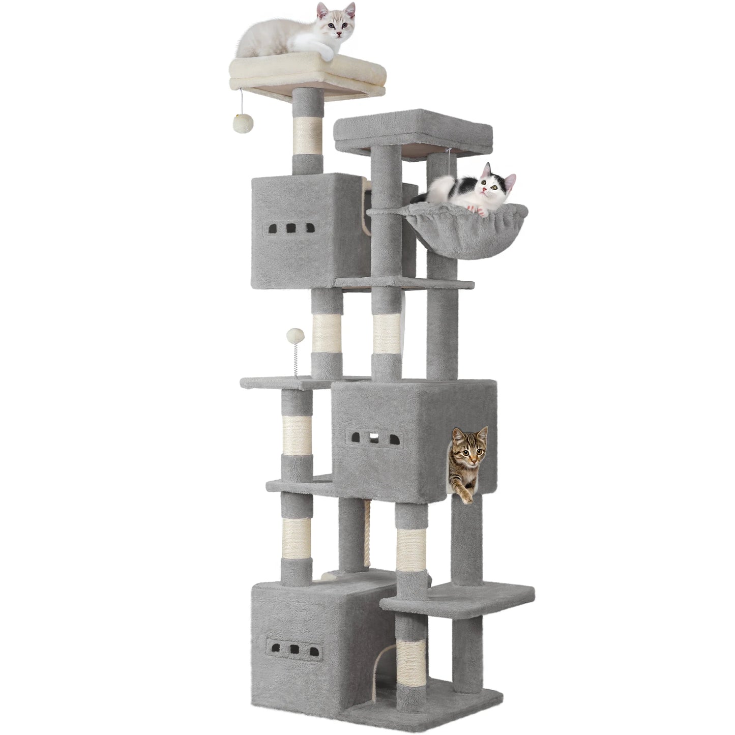 Arbre à Chat Géant 193cm - 7 Niveaux, 3 Niches & Griffoirs en Sisal