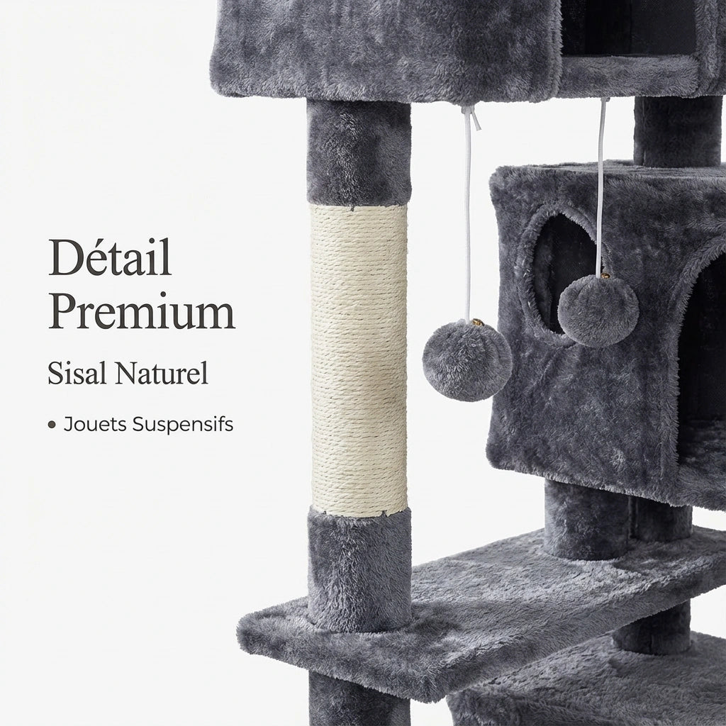 Arbre à Chat "Le Manoir" - Rampe d'Accès & Double Niche