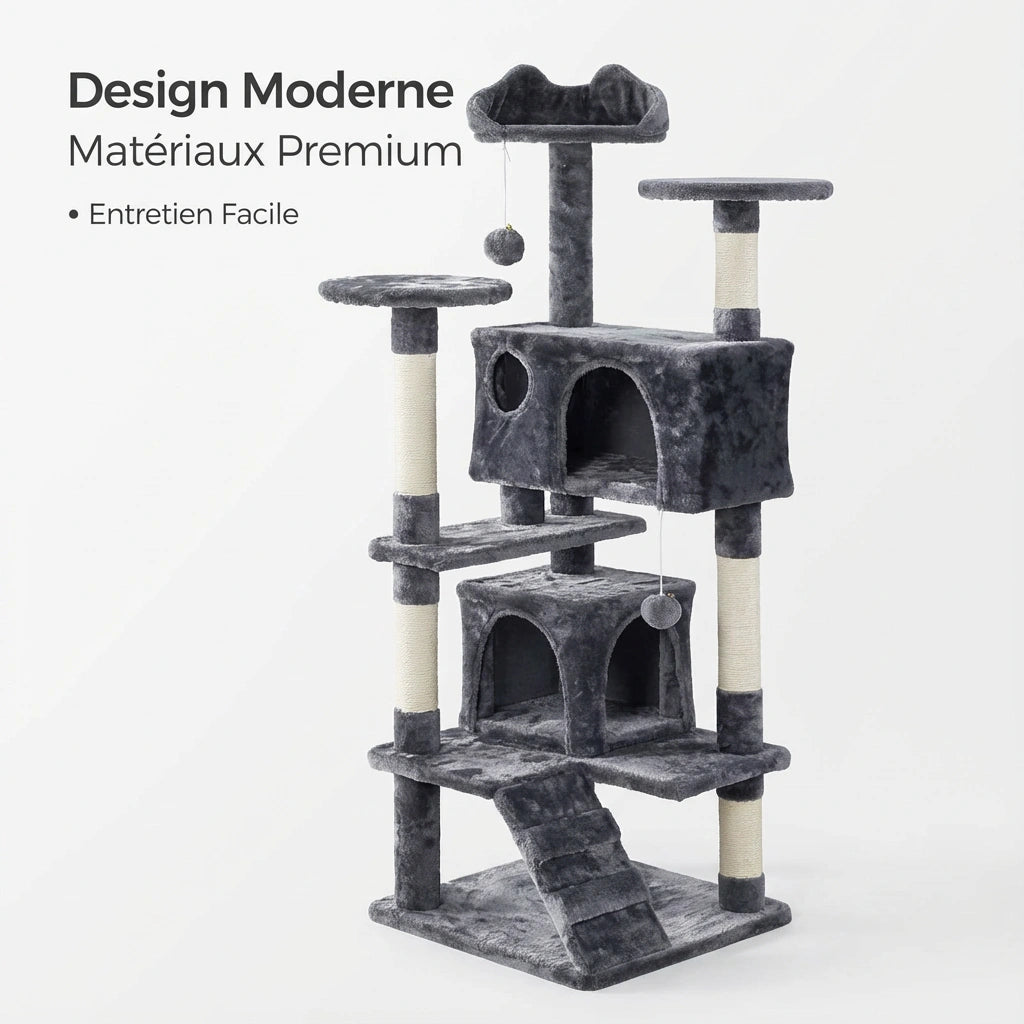 Arbre à Chat "Le Manoir" - Rampe d'Accès & Double Niche