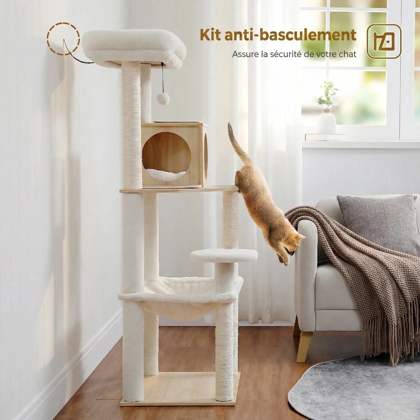 Arbre à Chat en Bois 143 cm