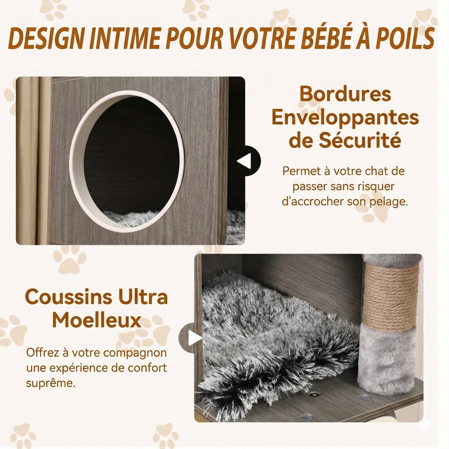 Meuble Arbre à Chat 170 cm avec Cache-Litière Intégré - Bois, Capsule & Rangement