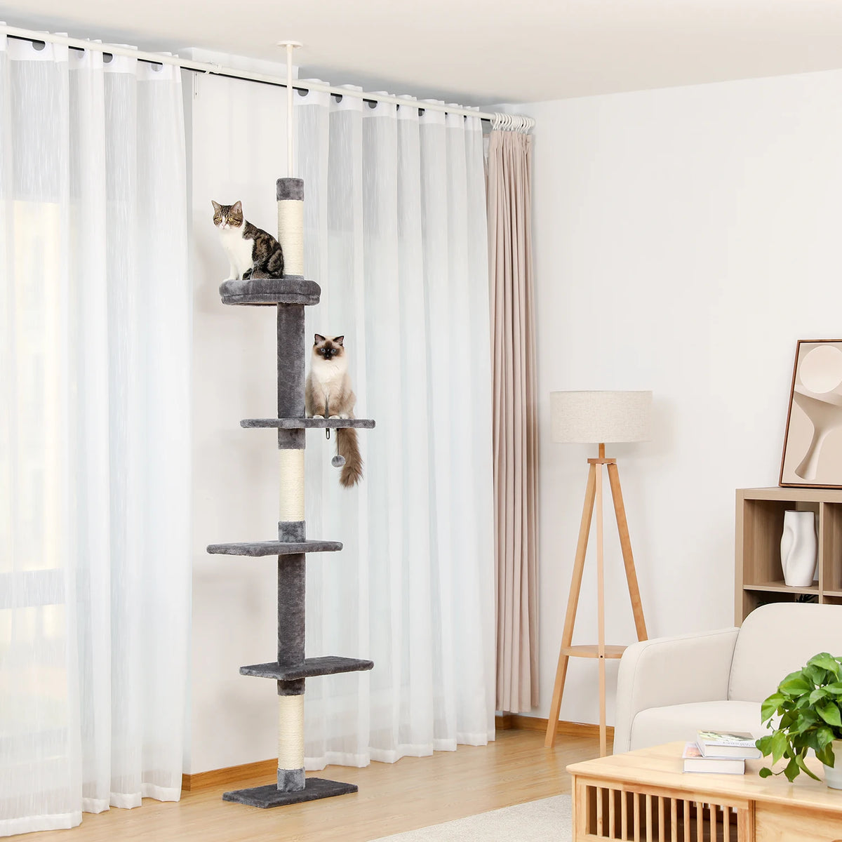 Arbre à Chat Plafond "Le Gratte-Ciel" - Ajustable (228-273cm) & Sans Perçage