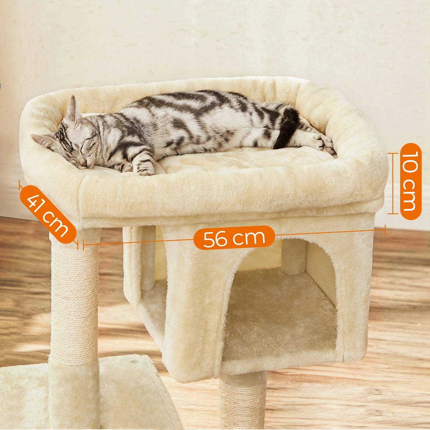 Arbre à Chat Compact 84 cm "Le Double Niche" - Housse Lavable & Stable