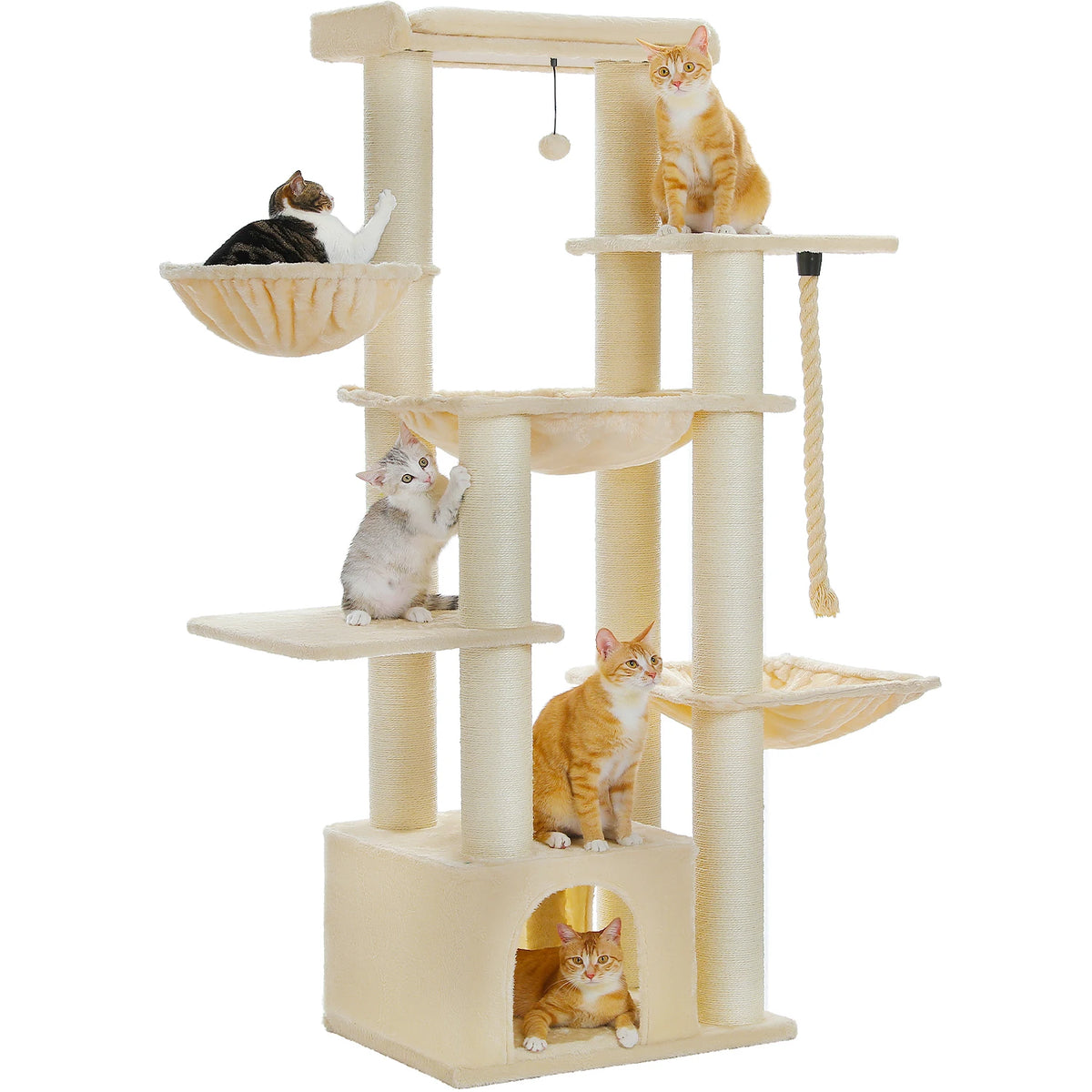 Arbre à Chat XXL 170 cm "Le Bastion" - Base Renforcée (24kg) & 3 Hamacs Acier