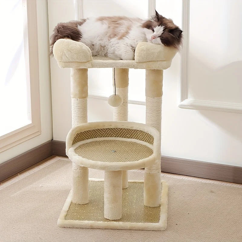 Arbre à Chat "Le Rafraîchissant" - Tissage Anti-Poils & Base 4 Piliers