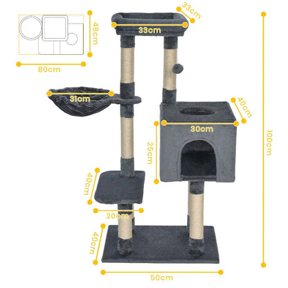 Arbre à Chat XXL 180 cm "Le Panoramique" - Double Perchoir & 2 Niches