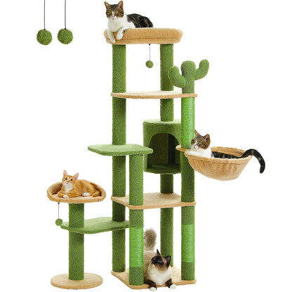 Arbre à Chat Bois Moderne "Le Château" 130 cm - Capsule Transparente & Coussins Lavables