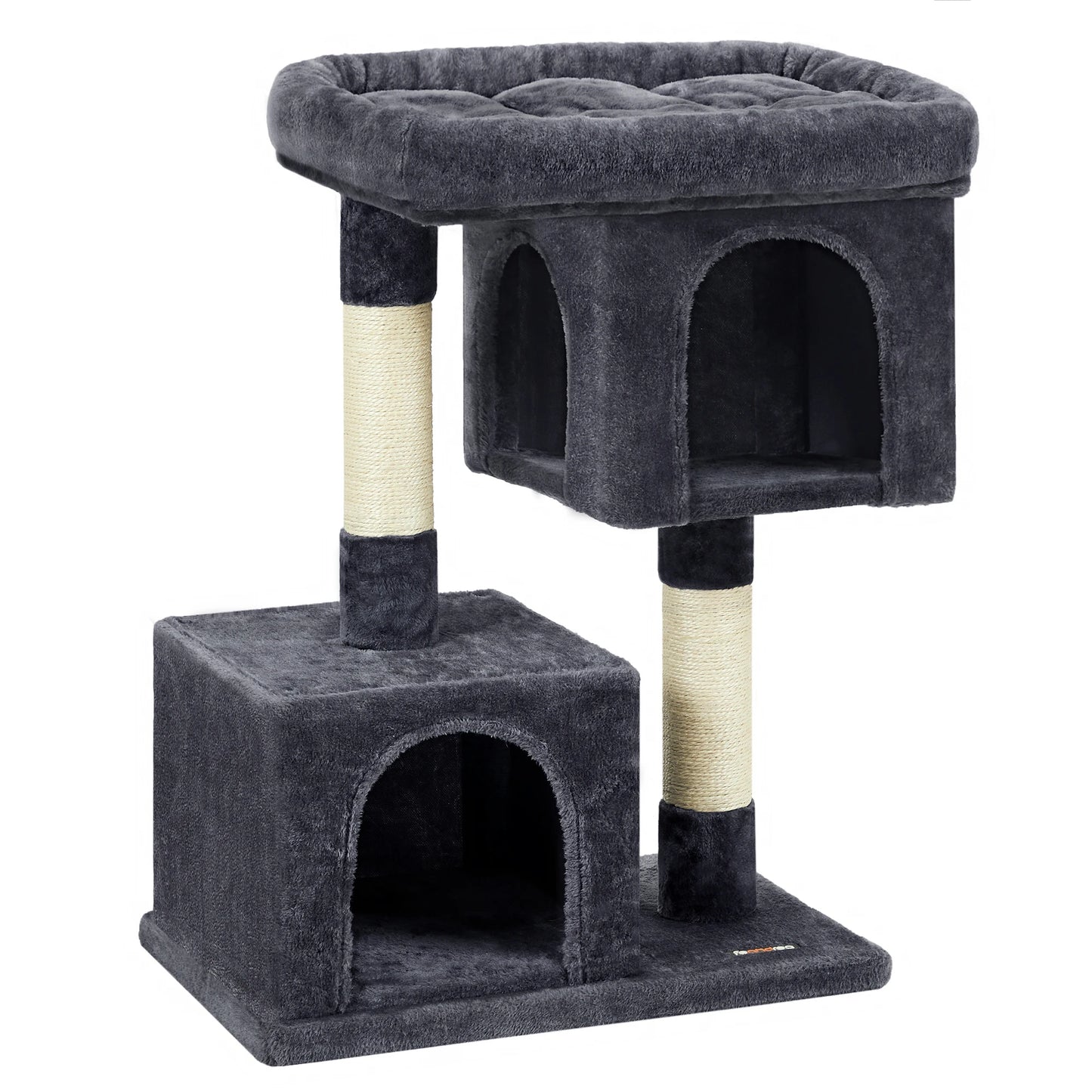 Arbre à Chat Compact 84 cm "Le Double Niche" - Housse Lavable & Stable