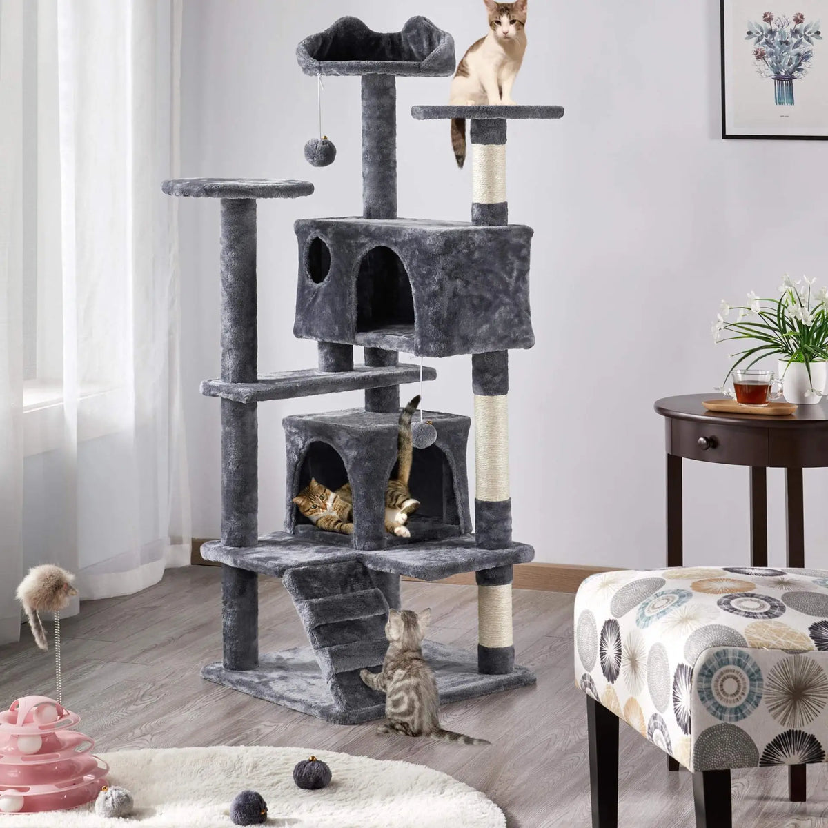 Arbre à Chat XXL 180 cm "Le Panoramique" - Double Perchoir & 2 Niches