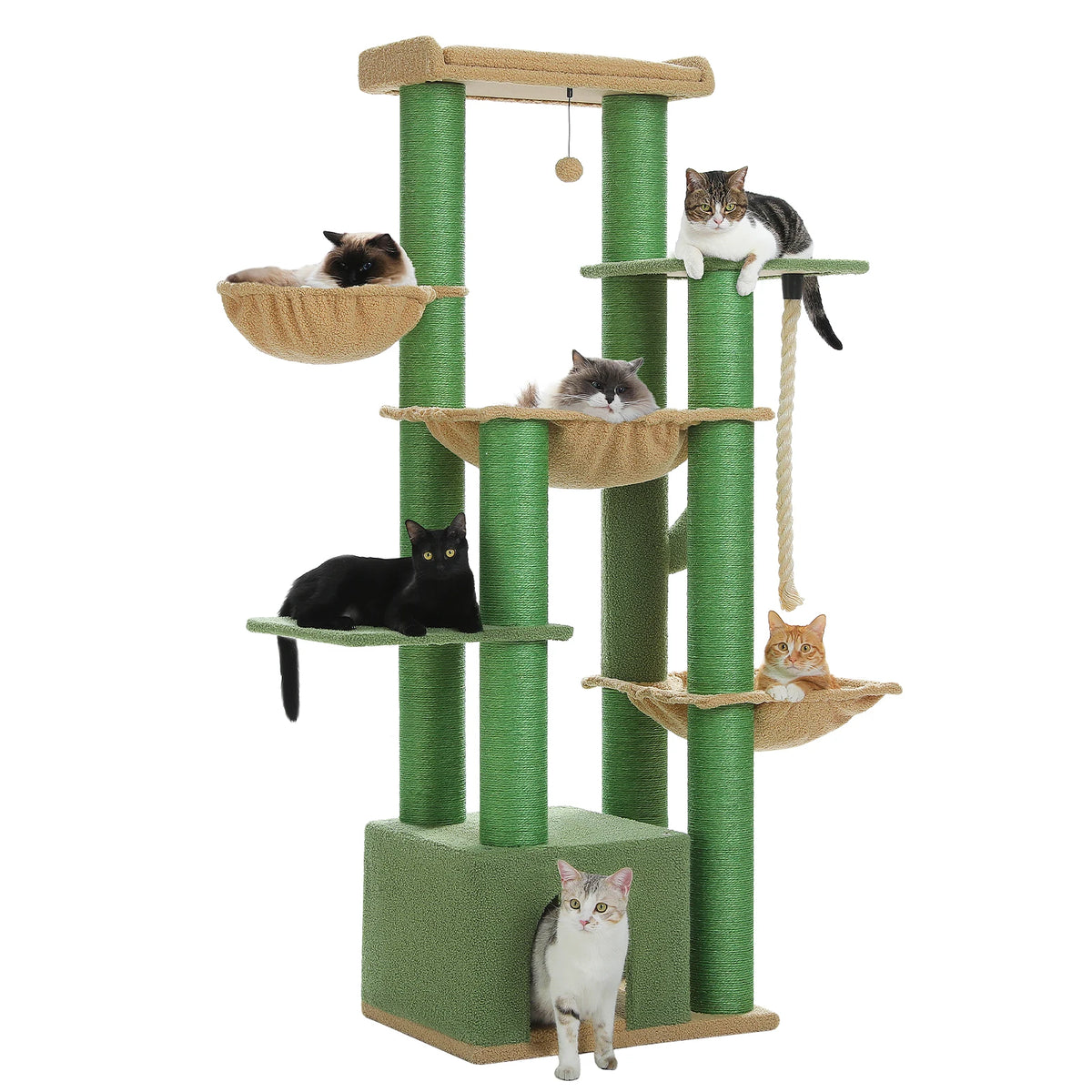 Arbre à Chat XXL 170 cm "Le Bastion" - Base Renforcée (24kg) & 3 Hamacs Acier