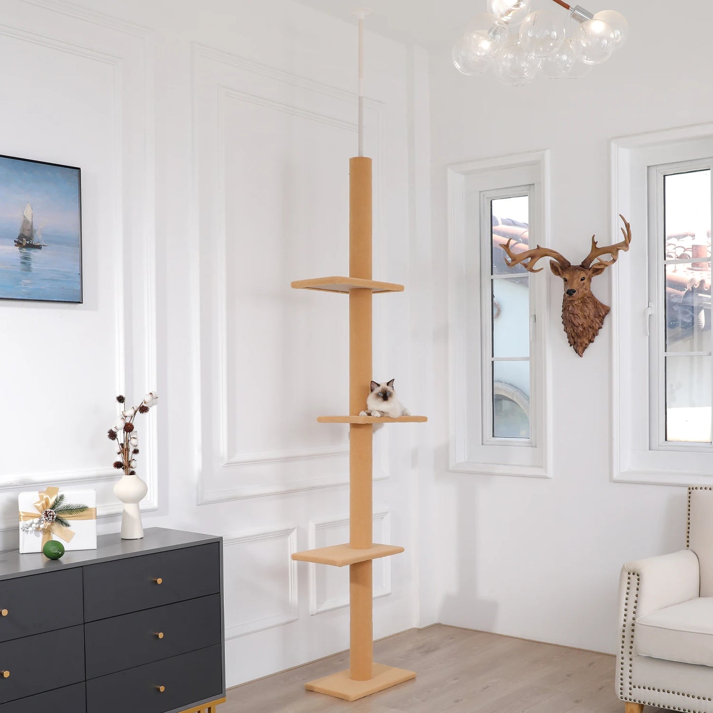 Arbre à Chat Plafond "Le Gratte-Ciel" - Ajustable (228-273cm) & Sans Perçage