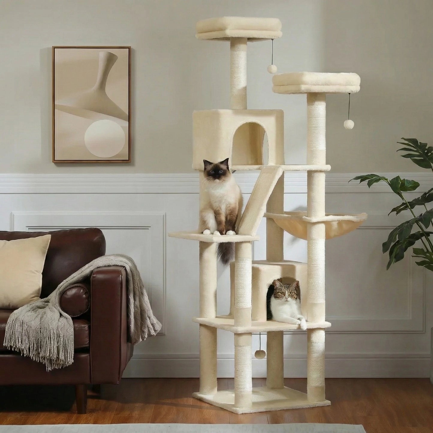 Arbre à Chat XXL 180 cm "Le Panoramique" - Double Perchoir & 2 Niches