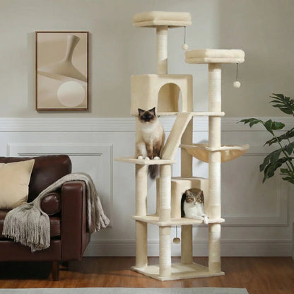 Arbre à Chat XXL 180 cm "Le Panoramique" - Double Perchoir & 2 Niches