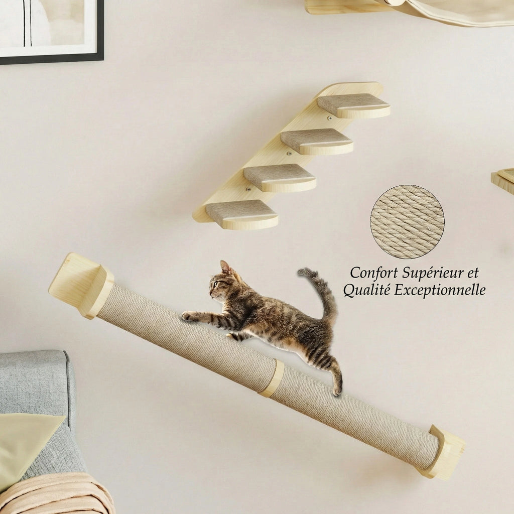 Parcours Mural Complet "L'Alpiniste" - 7 Modules en Bois Massif & Sisal