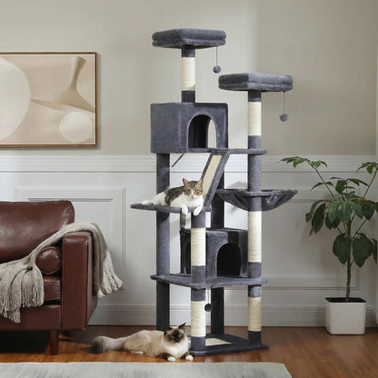 Arbre à Chat XXL 180 cm "Le Panoramique" - Double Perchoir & 2 Niches