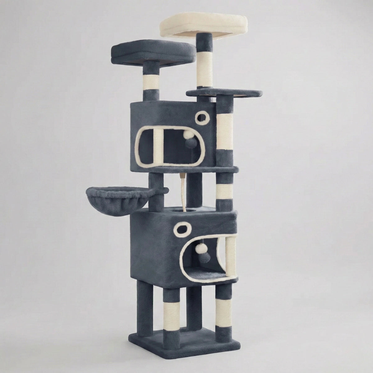 Arbre à Chat "La Citadelle" - Multi-Niveaux & Double Condos (159 cm)