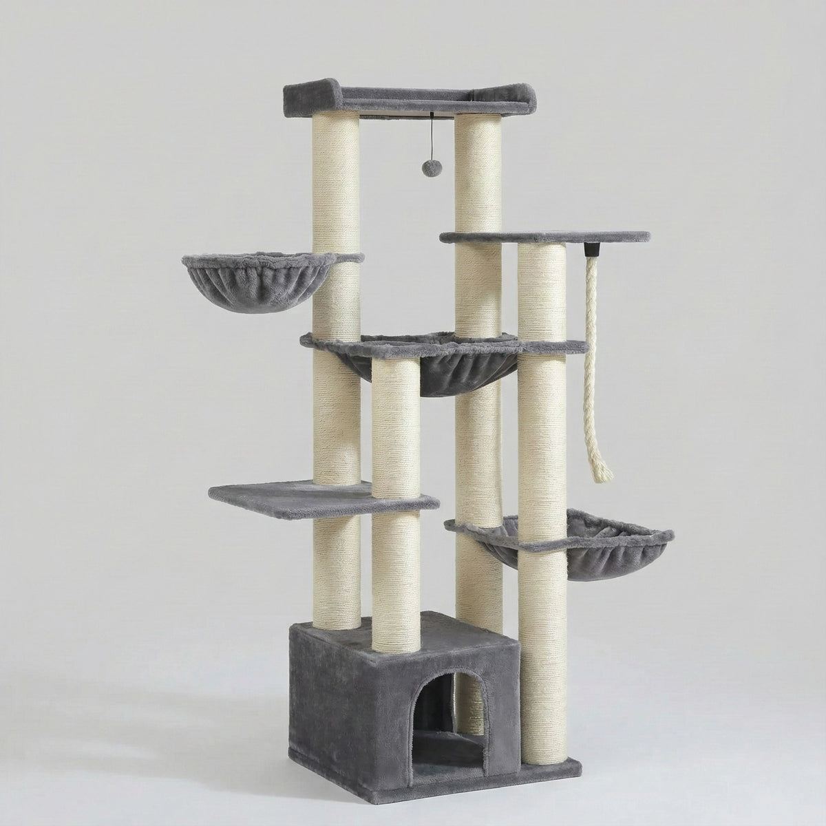 Arbre à Chat XXL 170 cm "Le Bastion" - Base Renforcée (24kg) & 3 Hamacs Acier