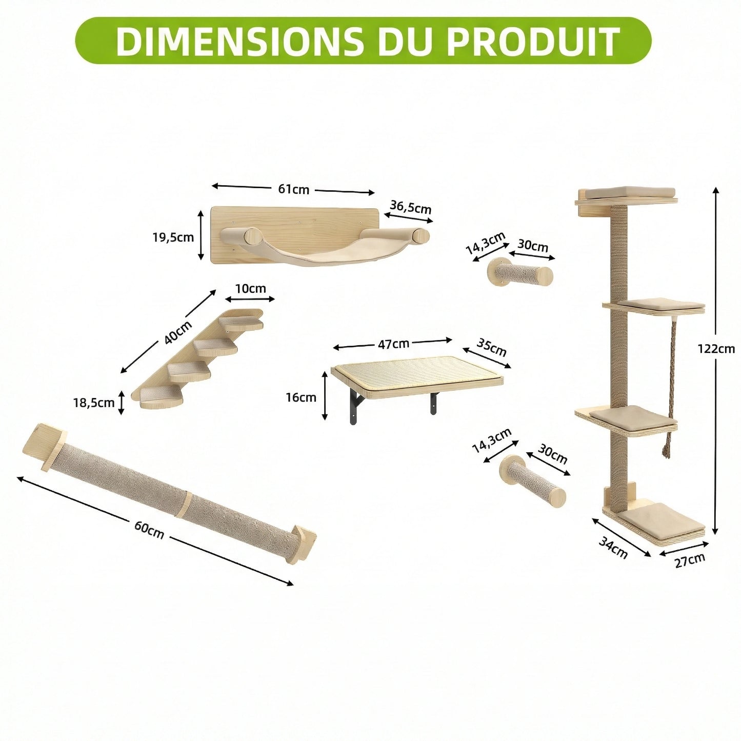 Parcours Mural Complet "L'Alpiniste" - 7 Modules en Bois Massif & Sisal
