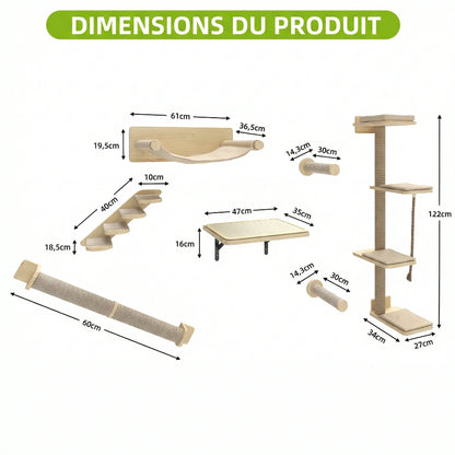 Parcours Mural Complet "L'Alpiniste" - 7 Modules en Bois Massif & Sisal