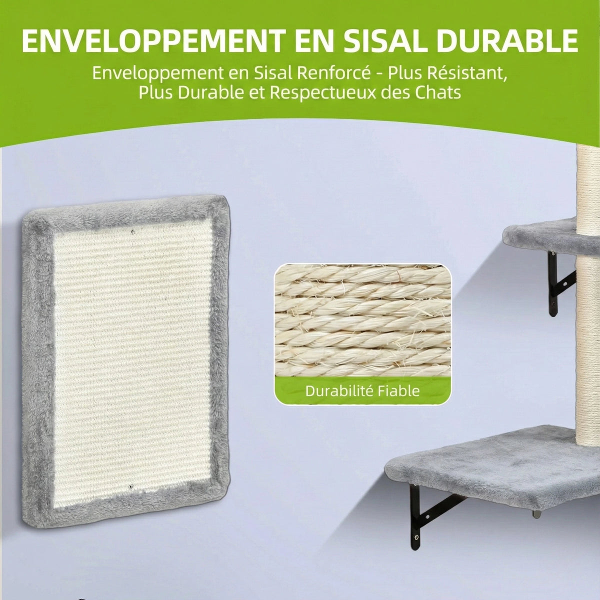 Parcours Mural pour Chat 8 Pièces - Ensemble Complet avec Niches, Pont & Griffoirs