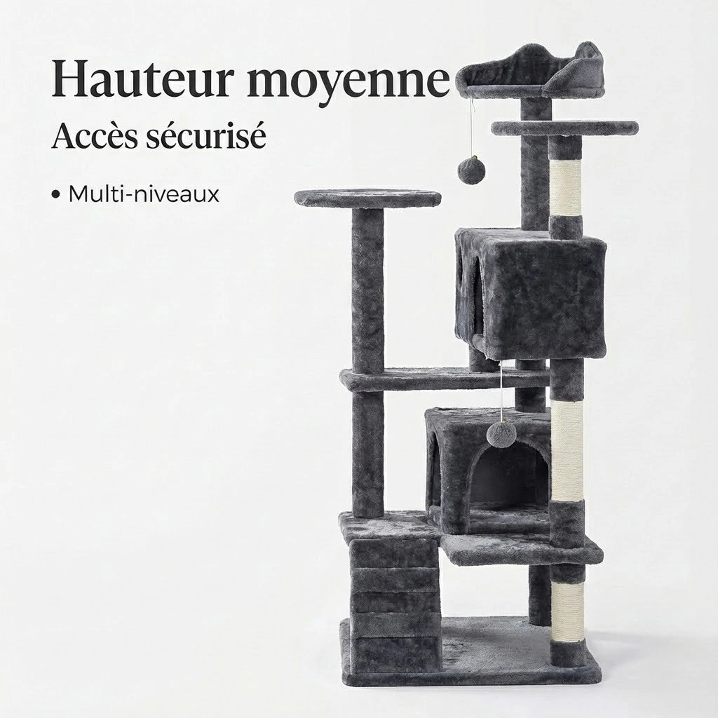 Arbre à Chat "Le Manoir" - Rampe d'Accès & Double Niche