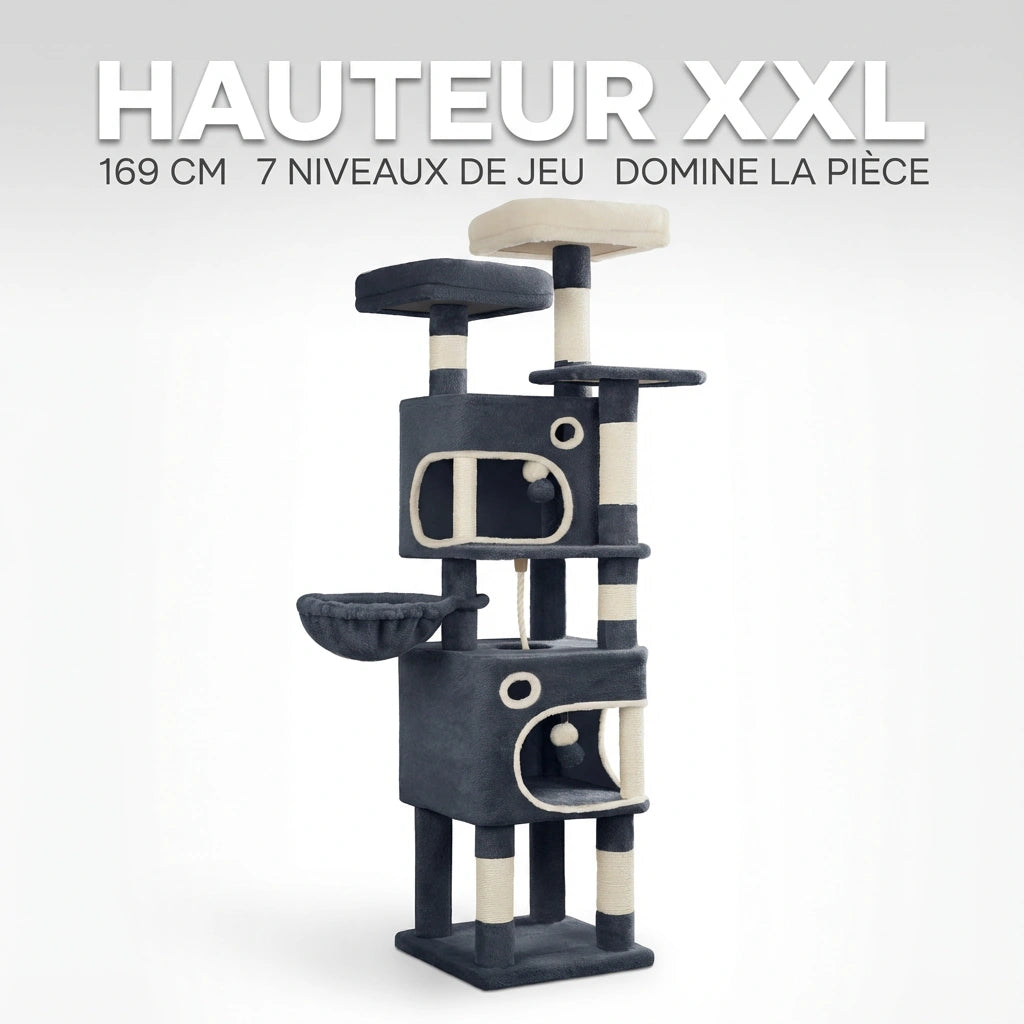 Arbre à Chat "La Citadelle" - Multi-Niveaux & Double Condos (159 cm)