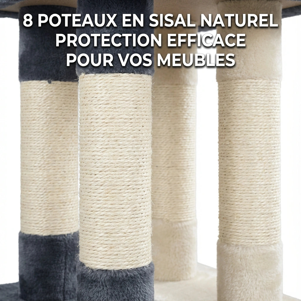 Arbre à Chat "La Citadelle" - Multi-Niveaux & Double Condos (159 cm)