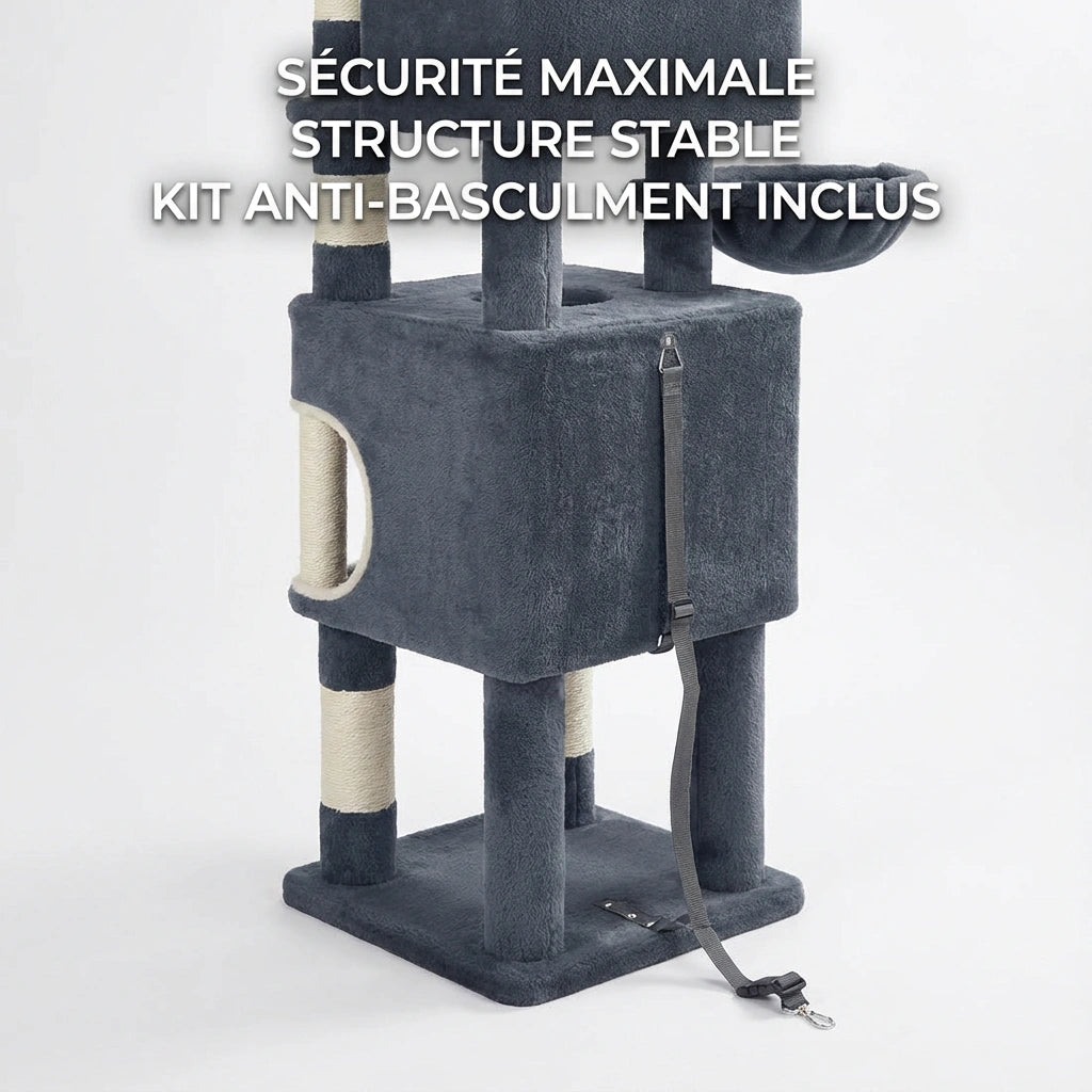 Arbre à Chat "La Citadelle" - Multi-Niveaux & Double Condos (159 cm)